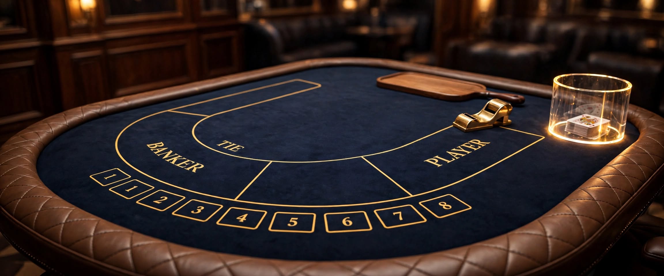 Tournament poker chips and dealer button on casino room felt
